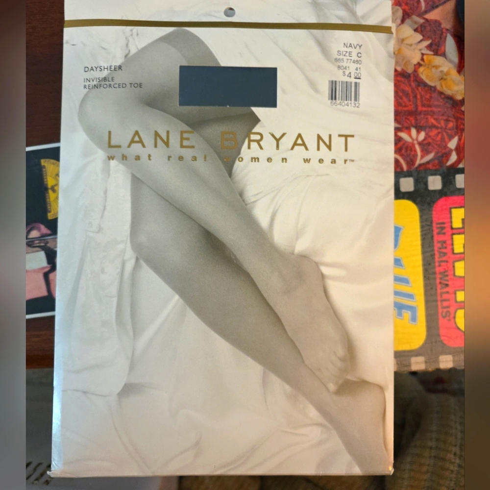 New LANE BRYANT Daysheer Sheer Invisible Reinforced Toe Pantyhose Navy Sz C
